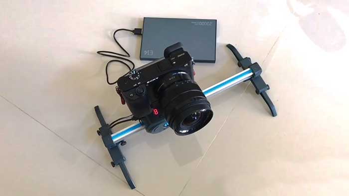 Sony mirrorless camera on a gripgear movie maker dolly